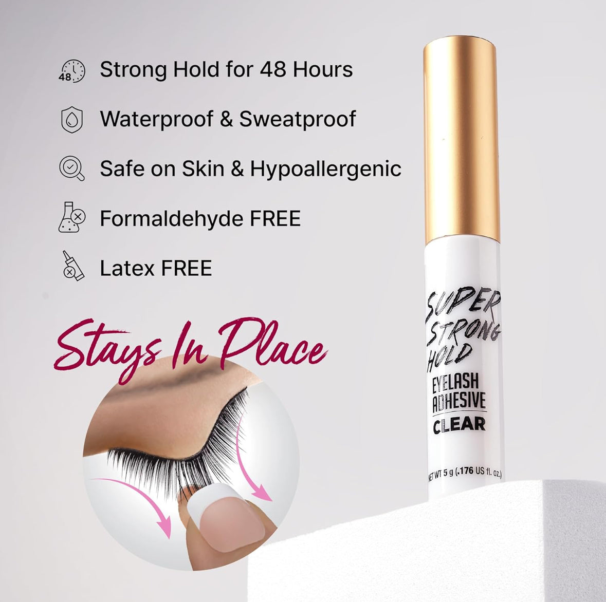 i•ENVY Super Strong Hold Eyelash Adhesive, Waterproof, 48-Hour Long-Lasting Lash Glue