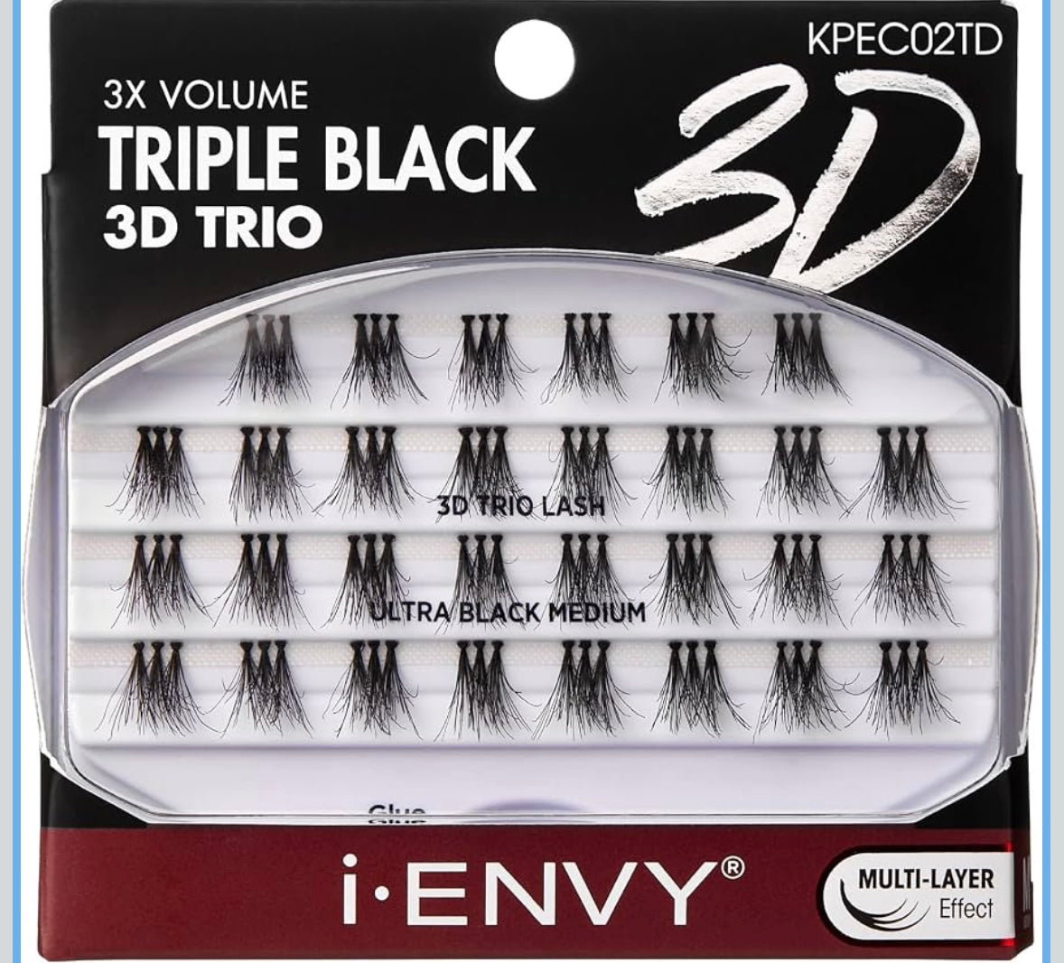 i•ENVY False Eyelashes Triple Black 3D Individual Trio Lashes 3X Volume Eyelash Clusters